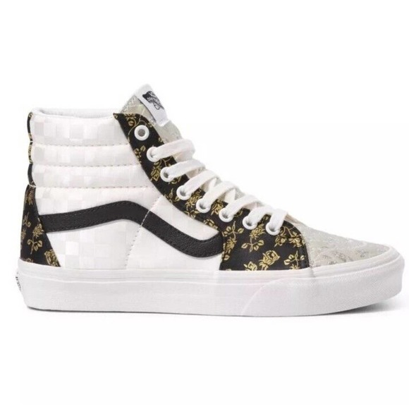High Top Vans Floral Patchwork Style Sneakers Size 9 Boho Chic Classic - Picture 2 of 16